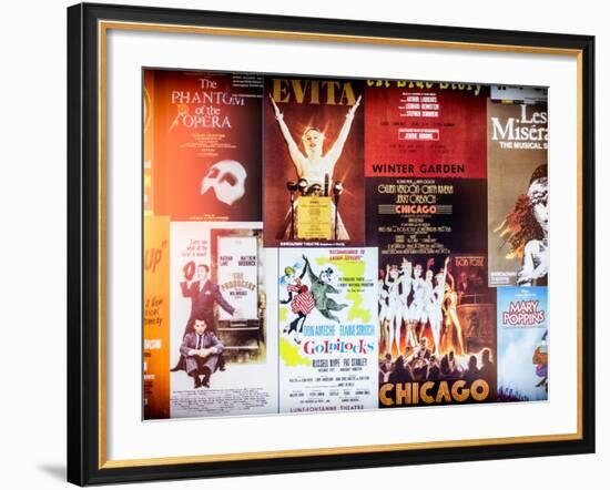 NYC Street Art - Patchwork of Old Posters of Broadway Musicals - Times Square - Manhattan-Philippe Hugonnard-Framed Photographic Print