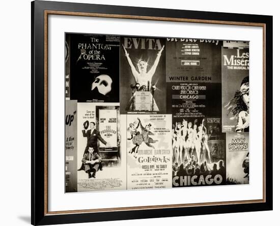 NYC Street Art - Patchwork of Old Posters of Broadway Musicals - Times Square - Manhattan-Philippe Hugonnard-Framed Photographic Print