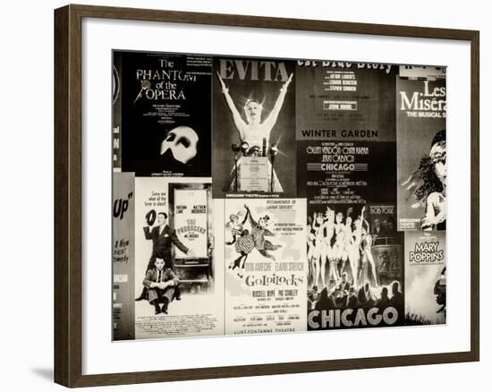 NYC Street Art - Patchwork of Old Posters of Broadway Musicals - Times Square - Manhattan-Philippe Hugonnard-Framed Photographic Print