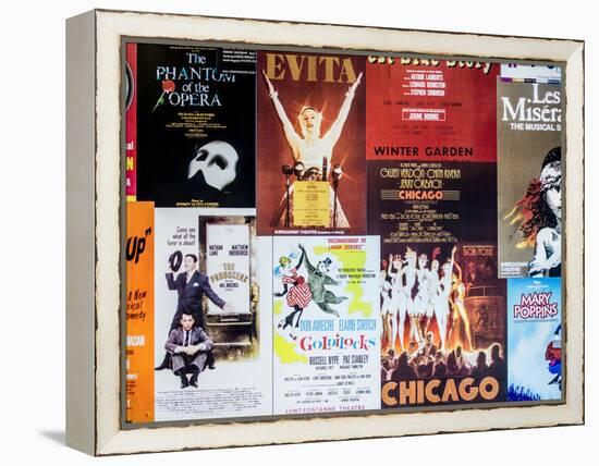 NYC Street Art - Patchwork of Old Posters of Broadway Musicals - Times Square - Manhattan-Philippe Hugonnard-Framed Premier Image Canvas