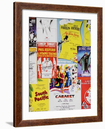 NYC Street Art - Patchwork of Old Posters of Broadway Musicals - Times Square - Manhattan-Philippe Hugonnard-Framed Premium Photographic Print