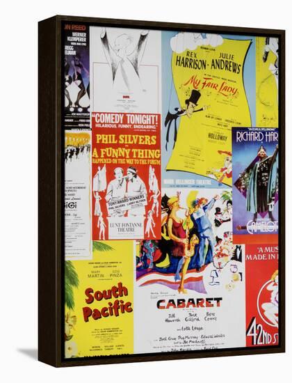 NYC Street Art - Patchwork of Old Posters of Broadway Musicals - Times Square - Manhattan-Philippe Hugonnard-Framed Premier Image Canvas