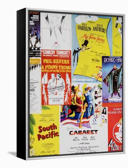 NYC Street Art - Patchwork of Old Posters of Broadway Musicals - Times Square - Manhattan-Philippe Hugonnard-Framed Premier Image Canvas