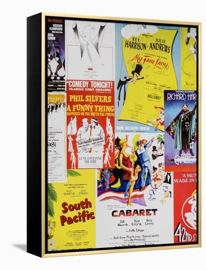 NYC Street Art - Patchwork of Old Posters of Broadway Musicals - Times Square - Manhattan-Philippe Hugonnard-Framed Premier Image Canvas