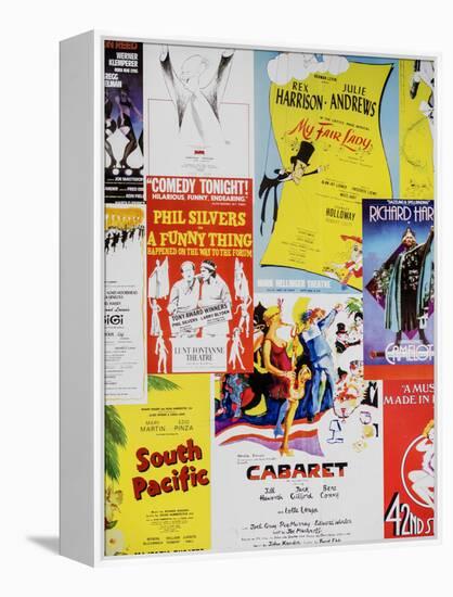 NYC Street Art - Patchwork of Old Posters of Broadway Musicals - Times Square - Manhattan-Philippe Hugonnard-Framed Premier Image Canvas