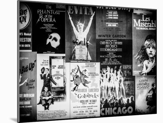 NYC Street Art - Patchwork of Old Posters of Broadway Musicals - Times Square - Manhattan-Philippe Hugonnard-Mounted Art Print