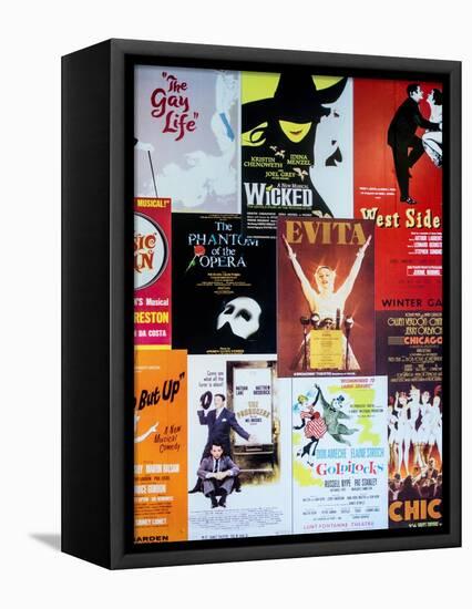 NYC Street Art - Patchwork of Old Posters of Broadway Musicals - Times Square - Manhattan-Philippe Hugonnard-Framed Stretched Canvas