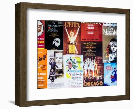 NYC Street Art - Patchwork of Old Posters of Broadway Musicals - Times Square - Manhattan-Philippe Hugonnard-Framed Premium Giclee Print