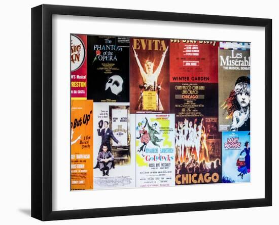 NYC Street Art - Patchwork of Old Posters of Broadway Musicals - Times Square - Manhattan-Philippe Hugonnard-Framed Art Print