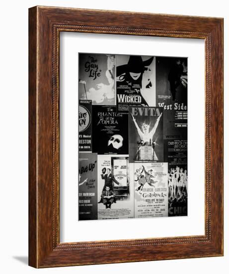 NYC Street Art - Patchwork of Old Posters of Broadway Musicals - Times Square - Manhattan-Philippe Hugonnard-Framed Premium Giclee Print