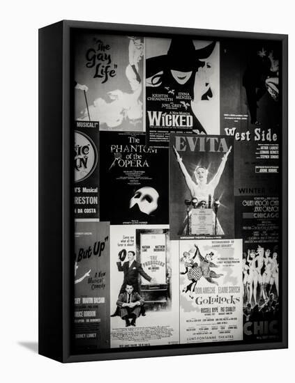 NYC Street Art - Patchwork of Old Posters of Broadway Musicals - Times Square - Manhattan-Philippe Hugonnard-Framed Stretched Canvas