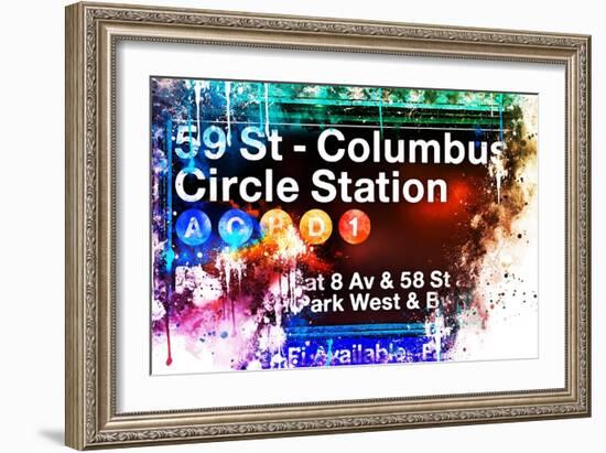 NYC Watercolor Collection - 59St Columbus Circle Station-Philippe Hugonnard-Framed Art Print