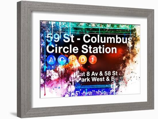 NYC Watercolor Collection - 59St Columbus Circle Station-Philippe Hugonnard-Framed Art Print