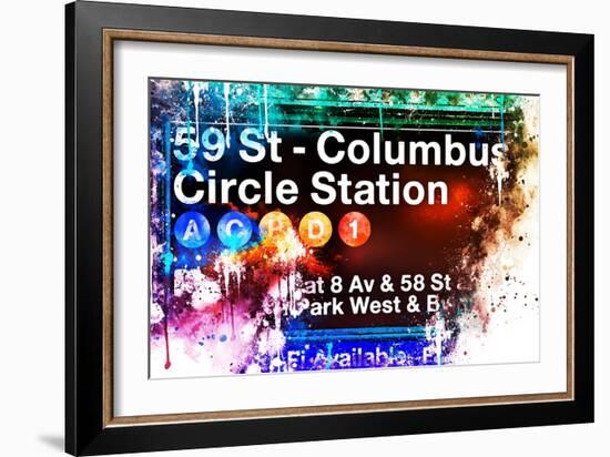 NYC Watercolor Collection - 59St Columbus Circle Station-Philippe Hugonnard-Framed Art Print