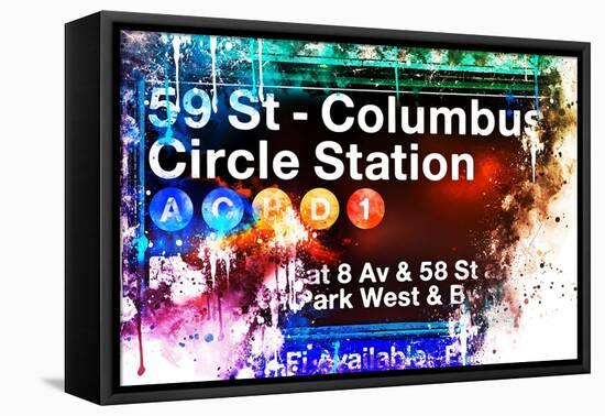 NYC Watercolor Collection - 59St Columbus Circle Station-Philippe Hugonnard-Framed Stretched Canvas