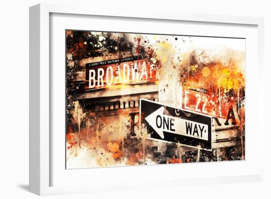 NYC Watercolor Collection - Broadway One Way-Philippe Hugonnard-Framed Art Print