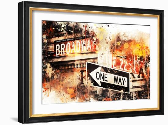 NYC Watercolor Collection - Broadway One Way-Philippe Hugonnard-Framed Art Print