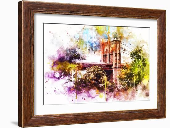 NYC Watercolor Collection - Brooklyn Bridge-Philippe Hugonnard-Framed Art Print