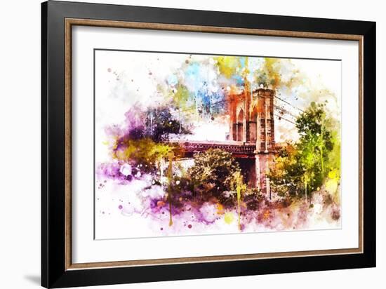 NYC Watercolor Collection - Brooklyn Bridge-Philippe Hugonnard-Framed Art Print