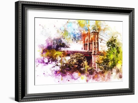 NYC Watercolor Collection - Brooklyn Bridge-Philippe Hugonnard-Framed Art Print