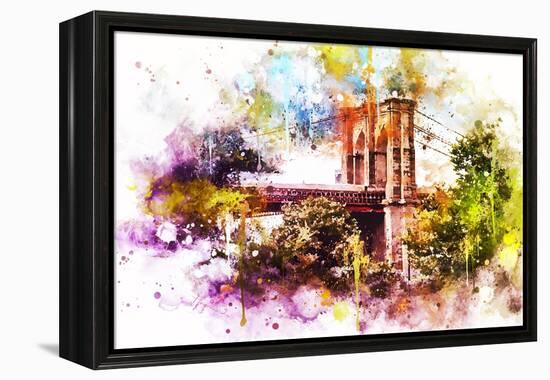 NYC Watercolor Collection - Brooklyn Bridge-Philippe Hugonnard-Framed Stretched Canvas