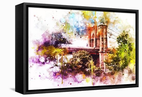 NYC Watercolor Collection - Brooklyn Bridge-Philippe Hugonnard-Framed Stretched Canvas