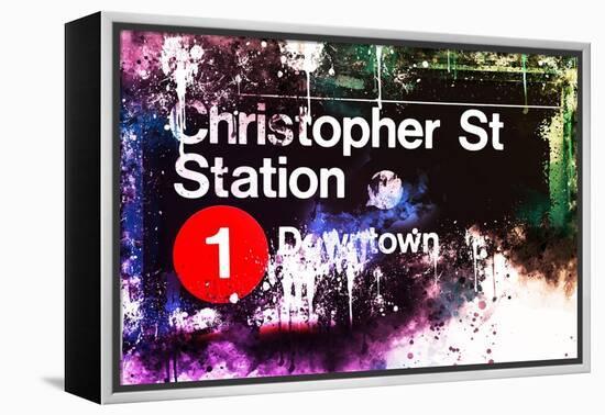 NYC Watercolor Collection - Christopher St Station-Philippe Hugonnard-Framed Stretched Canvas