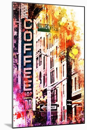 NYC Watercolor Collection - Coffee Shop Union SQ-Philippe Hugonnard-Mounted Art Print