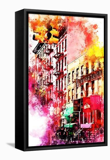 NYC Watercolor Collection - Colorful Buildings-Philippe Hugonnard-Framed Stretched Canvas