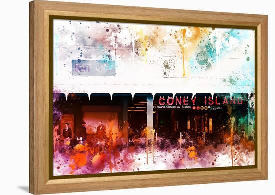 NYC Watercolor Collection - Coney Island Station-Philippe Hugonnard-Framed Stretched Canvas