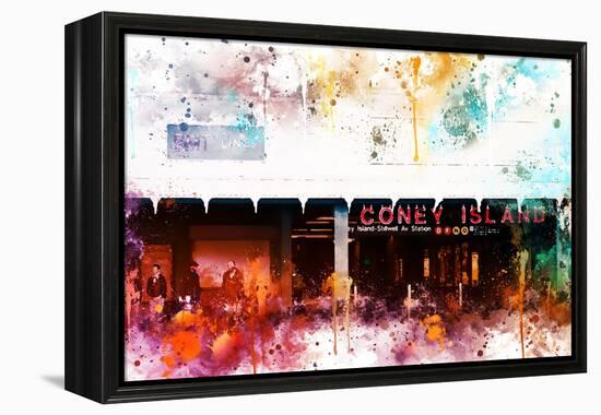 NYC Watercolor Collection - Coney Island Station-Philippe Hugonnard-Framed Stretched Canvas