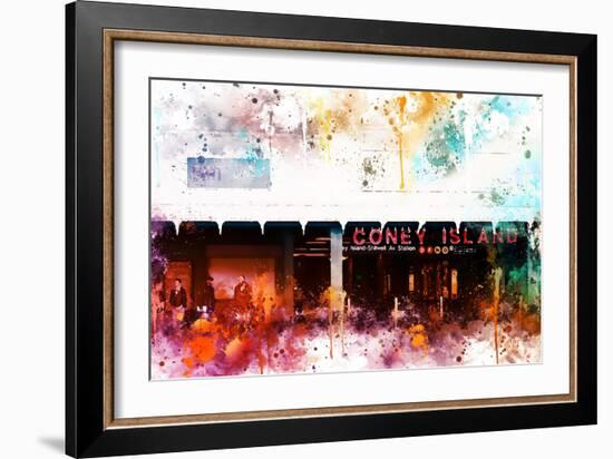 NYC Watercolor Collection - Coney Island Station-Philippe Hugonnard-Framed Art Print