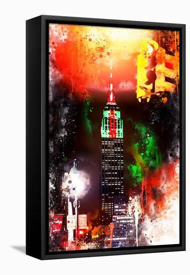 NYC Watercolor Collection - Empire by Night-Philippe Hugonnard-Framed Stretched Canvas