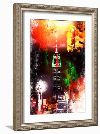 NYC Watercolor Collection - Empire by Night-Philippe Hugonnard-Framed Art Print