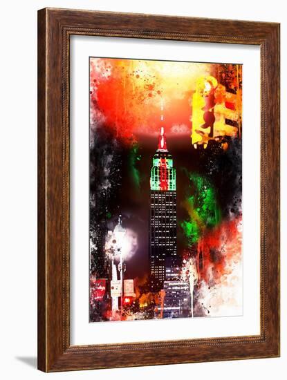 NYC Watercolor Collection - Empire by Night-Philippe Hugonnard-Framed Art Print