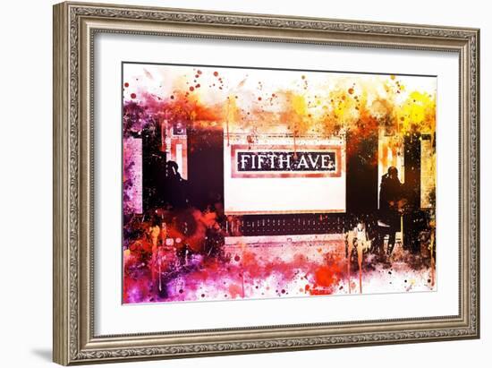 NYC Watercolor Collection - Fifth Avenue Station-Philippe Hugonnard-Framed Art Print