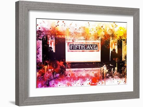 NYC Watercolor Collection - Fifth Avenue Station-Philippe Hugonnard-Framed Art Print