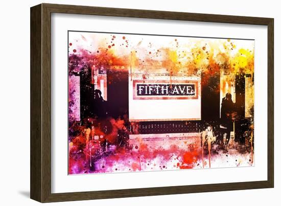 NYC Watercolor Collection - Fifth Avenue Station-Philippe Hugonnard-Framed Art Print