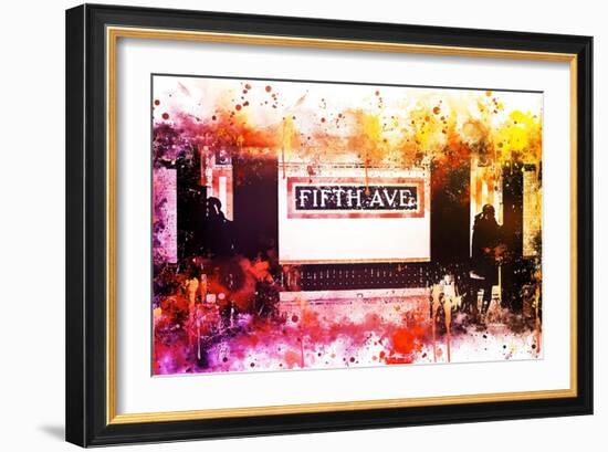 NYC Watercolor Collection - Fifth Avenue Station-Philippe Hugonnard-Framed Art Print