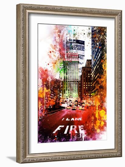 NYC Watercolor Collection - Fire Lane-Philippe Hugonnard-Framed Art Print