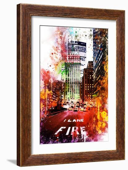 NYC Watercolor Collection - Fire Lane-Philippe Hugonnard-Framed Art Print