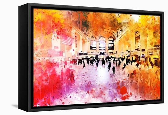 NYC Watercolor Collection - Grand Central Station-Philippe Hugonnard-Framed Stretched Canvas