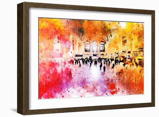 NYC Watercolor Collection - Grand Central Station-Philippe Hugonnard-Framed Art Print