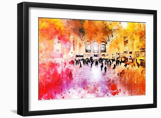 NYC Watercolor Collection - Grand Central Station-Philippe Hugonnard-Framed Art Print