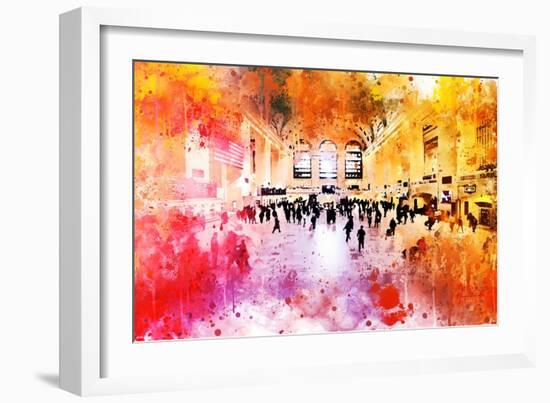 NYC Watercolor Collection - Grand Central Station-Philippe Hugonnard-Framed Art Print