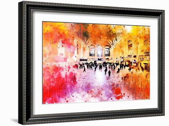 NYC Watercolor Collection - Grand Central Station-Philippe Hugonnard-Framed Art Print