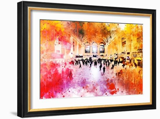 NYC Watercolor Collection - Grand Central Station-Philippe Hugonnard-Framed Art Print