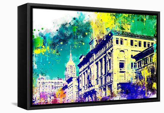 NYC Watercolor Collection - Green Sky-Philippe Hugonnard-Framed Stretched Canvas