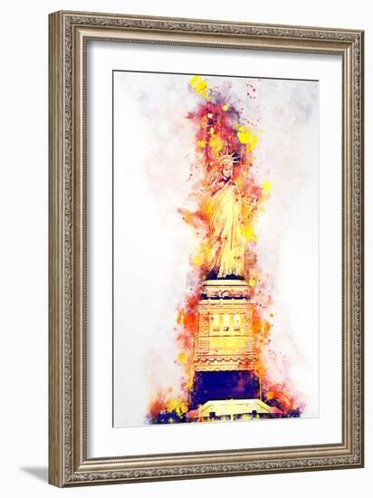 NYC Watercolor Collection - Lady Liberty-Philippe Hugonnard-Framed Art Print