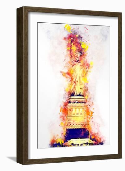 NYC Watercolor Collection - Lady Liberty-Philippe Hugonnard-Framed Art Print